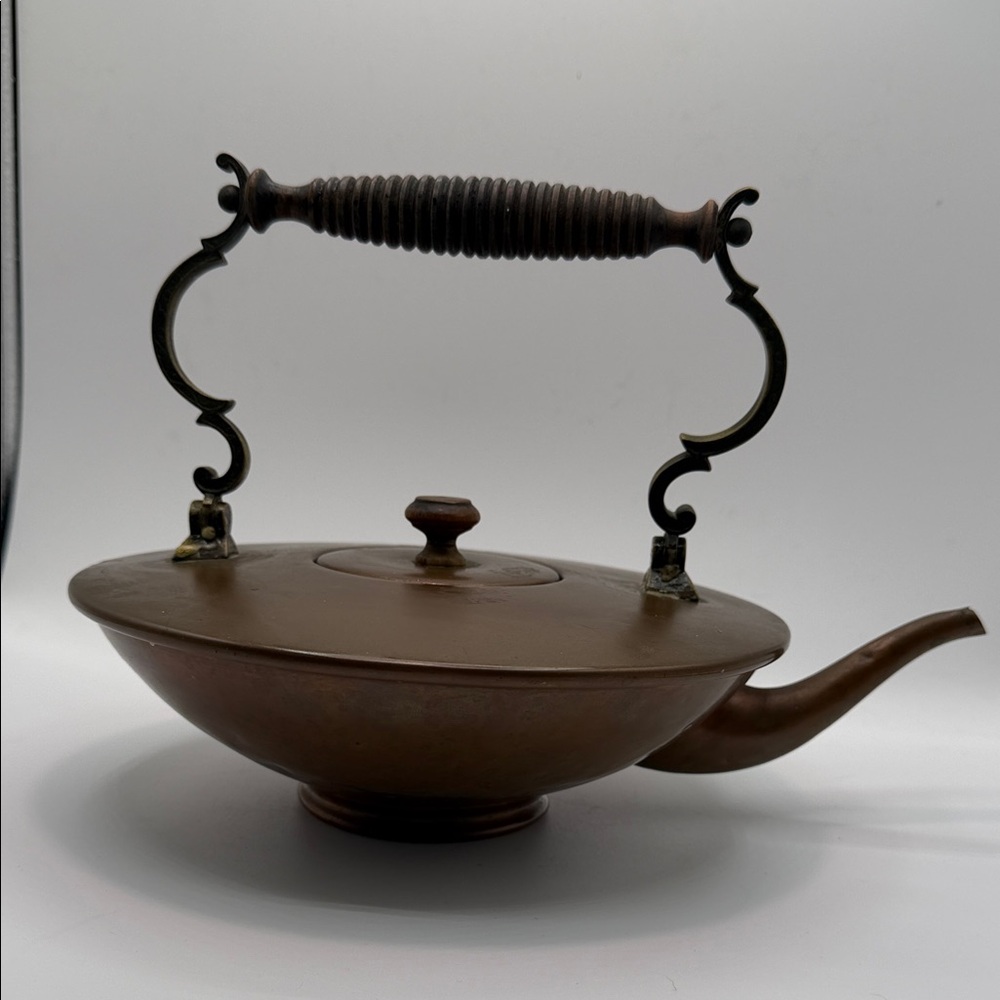 Vintage copper Teapot with Ornate Handle